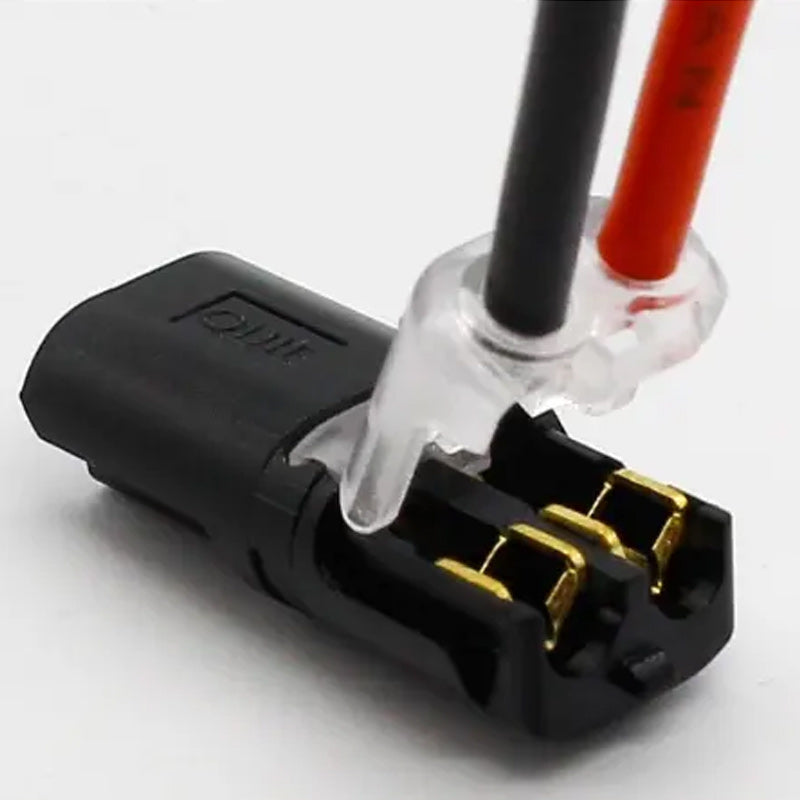 Dubbeldraads insteek connector met vergrendelingsgesp Dubbeldraads insteek connector met vergrendelingsgesp