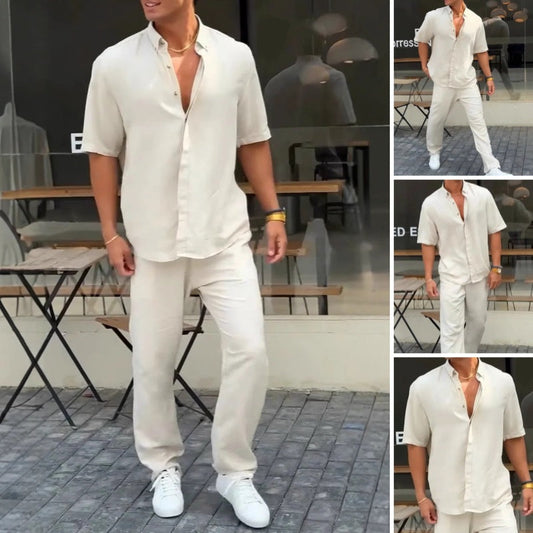 Men voor stevige revers met korte mouwtoppen & broek 2-delige set
