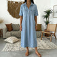 TOP TREND🌈💙 Tencel Denim Midi Jurk, Koele Zijdezachte Stof, Verbergt Lichaamsoneffenheden