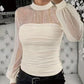 ⏰🎁Transparante top met faux parels en lantaarnmouwen