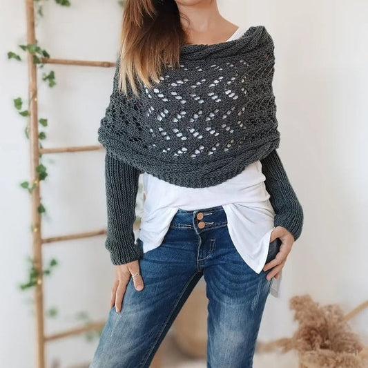 🥰HOT SALE🥰Women’s Knitted Cut-Out Shawl Poncho Wrap