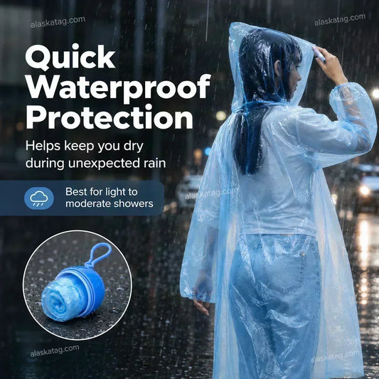 ☔ 1+1 GRATIS! Compacte Wegwerp Regenjas – Opvouwbaar & Lichtgewicht | Handig voor Tas, Auto & Onderweg