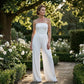 🔥🎁Strapless jumpsuit met wijde pijpen en kreukels