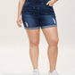 💖LAATSTE DAG UITVERKOOP 50% KORTING🩳Casual gescheurde denimshort voor dames, met hoge taille, verweerde look en omgeslagen zoom
