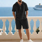 Premium tweedelig zomerpak voor heren | Casual shirt met korte mouwen + korte broek