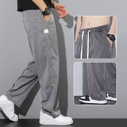 🔥🎁Heren Tencel Ademende Wijde Pijp All-Match Casual Broek