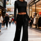 💖 LAATSTE DAG UITVERKOOP 50% KORTING🥰Dames wijde broek met pailletten en elastische tailleband