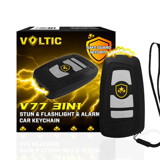 🔥 2025 Veiligheidswaarschuwing 49% KORTING ⚡️ VOLTIC V77 3-in-1 stun gun, zaklamp en alarm autosleutelhanger