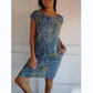 🌷Dames Jurk met Ronde Hals & Botanische Print – Fris, Comfortabel & Perfect voor het Voorjaar