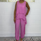 Super lage korting Casual mouwloze losse top en broekpak voor dames in grote maten