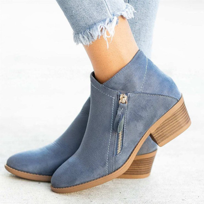 🔥Koop 2 gratis verzending🔥Dames'S Chunky Heel Side Zip Enkellaarsjes