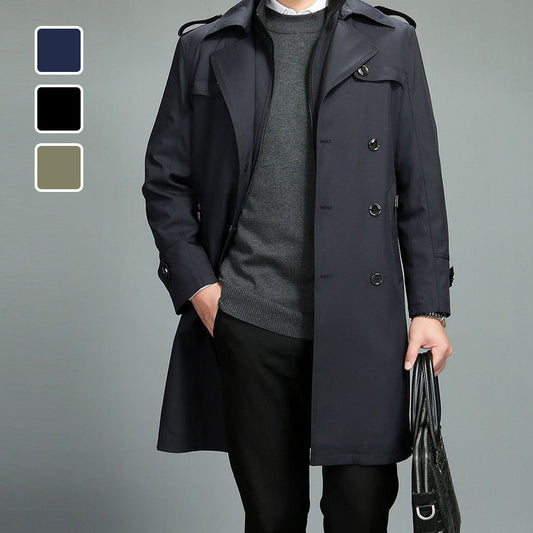 Heren casual trenchcoat met rits en afneembare voering