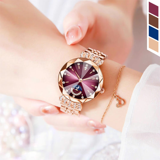 🎀60% KORTING Nieuwjaarsuitverkoop🎀 Modieuze Diamant Maan en Ster Horloge voor Dames