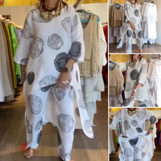 Solid Casual Long Sleeve Top & Pants Set