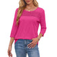 💕Laatste dag 50% KORTING👚Dames-Pleated Detail 3/4-Armel-Casual-Shirt