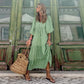 Dames elegante maxi-jurk met pofmouwen, bloemenprint en boho-stijl