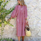 Dames elegante maxi-jurk met pofmouwen, bloemenprint en boho-stijl