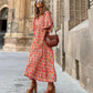 Dames elegante maxi-jurk met pofmouwen, bloemenprint en boho-stijl