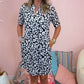 Casual damesjurk met korte mouwen en V-hals print