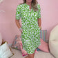 Casual damesjurk met korte mouwen en V-hals print