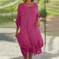 💕Elegante effen jurk met ronde hals voor dames