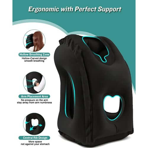 🔥50% KORTING😴 Draagbaar, opblaasbaar, ergonomisch reiskussen: geniet altijd en overal van een comfortabele nachtrust 🧳💤