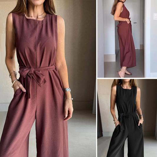 Elegante mouwloze jumpsuit met wijde pijpen voor dames