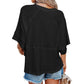 ⏰🎁Effen gekleurd losse patchwork T-shirt met vijf punten uitlopende mouwen