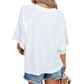 ⏰🎁Effen gekleurd losse patchwork T-shirt met vijf punten uitlopende mouwen