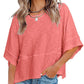 ⏰🎁Effen gekleurd losse patchwork T-shirt met vijf punten uitlopende mouwen