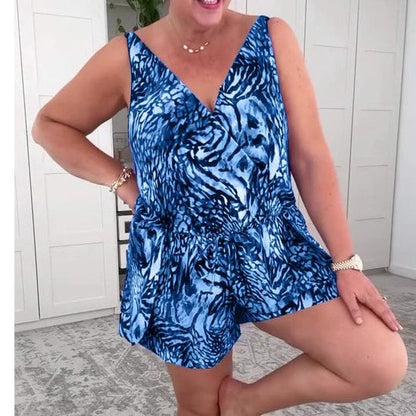 🌸 Zomer Hot Sale 49%OFF 🌸Sleeveless V-Hals Gedrukt Badpak