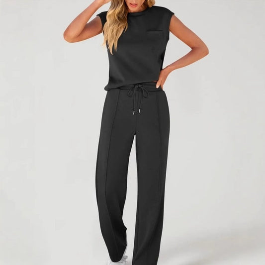 🔥2026 Hot Sale🔥Set van 2 casual mouwloze top en broek met trekkoord voor dames