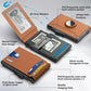 AirTag Wallet for Men - with Pop Up Aluminum Case Money Clip Slim Leather Slots Credit Card Holder RFID Blocking Bifold Minimalist Wallet