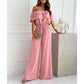 🌺Dames off-shoulder jumpsuit met ruches🍑