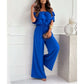 🌺Dames off-shoulder jumpsuit met ruches🍑