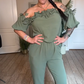 👗 Elegante Off-Shoulder Jumpsuit Met Volantdetails – Comfortabel, Vrouwelijk & Flatterend