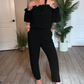 👗 Elegante Off-Shoulder Jumpsuit Met Volantdetails – Comfortabel, Vrouwelijk & Flatterend