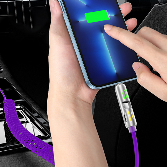 Compacte 4-in-1 intrekbare autolaadkabel