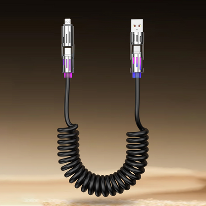 Compacte 4-in-1 intrekbare autolaadkabel