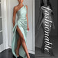 ⏰🎁Satin One Shoulder Drape Slit Maxi Dress