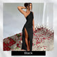 ⏰🎁Satin One Shoulder Drape Slit Maxi Dress