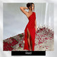 ⏰🎁Satin One Shoulder Drape Slit Maxi Dress