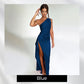 ⏰🎁Satin One Shoulder Drape Slit Maxi Dress