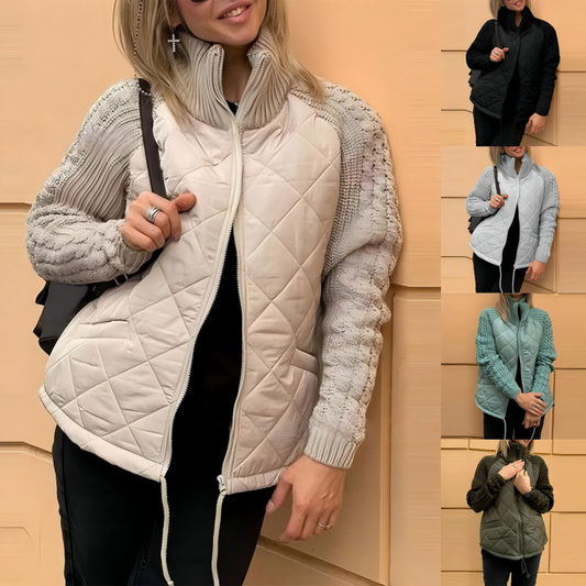 📣Herfstspecial 2025🍁Dames gebreide patchwork pufferjas