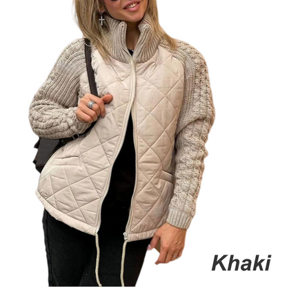 📣Herfstspecial 2025🍁Dames gebreide patchwork pufferjas