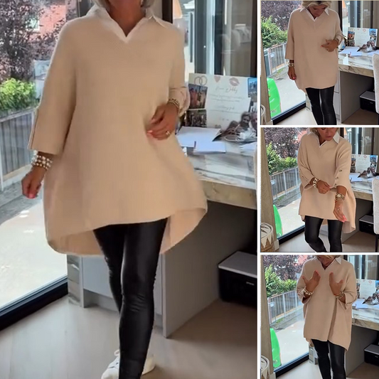 🍁Dames top met lange mouwen en overhemdkraag