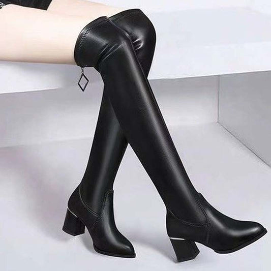🔥🎁Zwarte overknee laarzen met hak