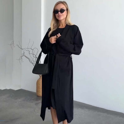 Dames Tweedelige Set: Mouwloze Midi Jurk en Bijpassende Lange Top