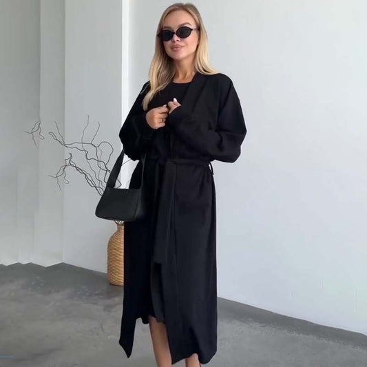 Dames Tweedelige Set: Mouwloze Midi Jurk en Bijpassende Lange Top