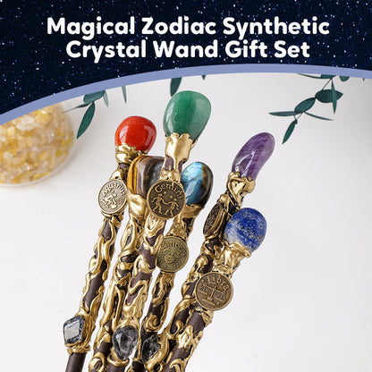 Magische Synthetische Kristallen Toverstaf Cadeauset met Sterrenteken